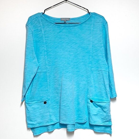 NWT Habitat River Wash Cotton Boxy Tee Blue Capri Womens Sz XS/S 26927 - Picture 1 of 9